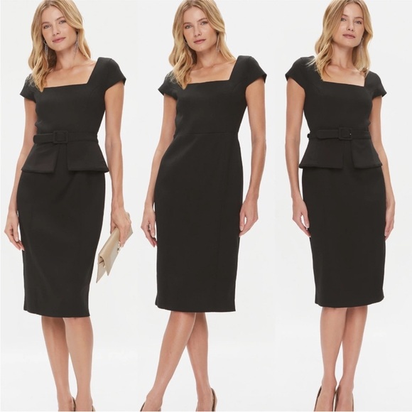 Ted Baker Dresses & Skirts - Ted baker fleuurr belted square neck midi shift little black dress, NWT size 3